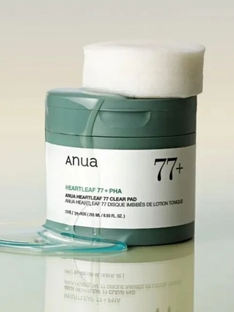 Отшелушивающие пэды с хауттюйнией и PHA-кислотой Anua Heartleaf 77% Clear Pad 70 шт. (160 мл) | Москосметикс