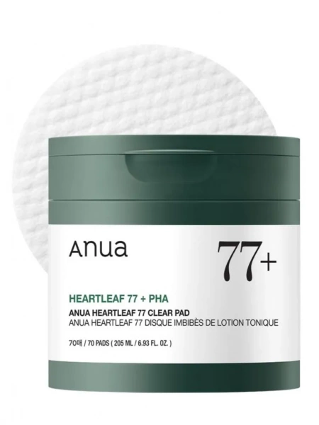 Отшелушивающие пэды с хауттюйнией и PHA-кислотой Anua Heartleaf 77% Clear Pad 70 шт. (160 мл) | Москосметикс