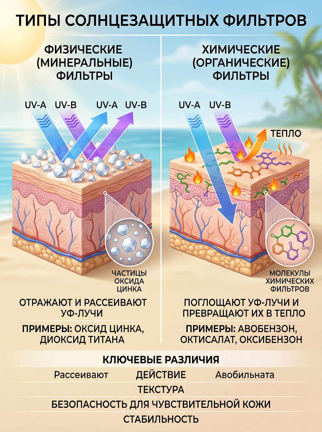 Полный гид по солнцезащитным средствам: как выбрать SPF, защитить кожу и предотвратить фотостарение