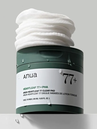 Отшелушивающие пэды с хауттюйнией и PHA-кислотой Anua Heartleaf 77% Clear Pad 70 шт. (160 мл) | Москосметикс